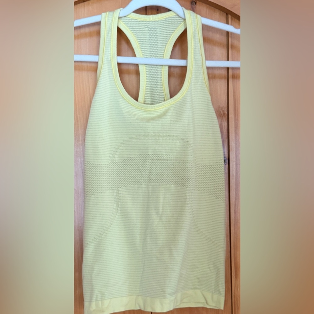 lululemon athletica Emily Post Collab Yellow Mesh Racerback Tank Top